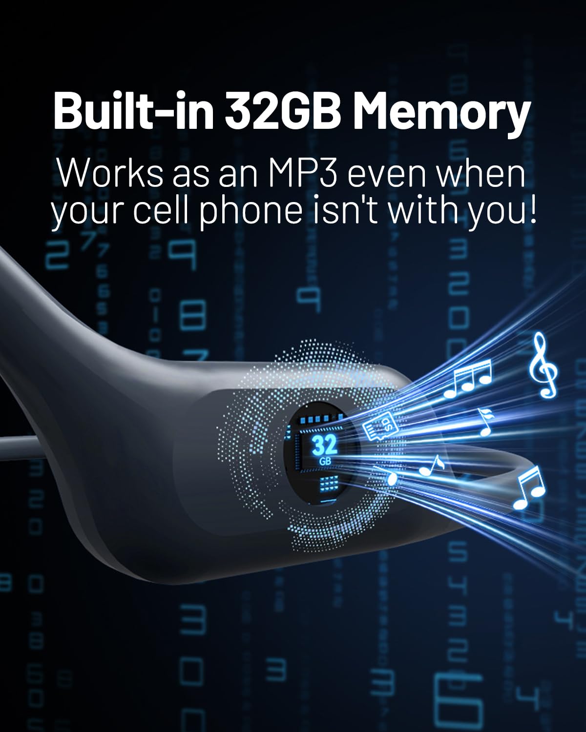 Słuchawki z przewodnictwem kostnym, wodoszczelność IPX8, z pamięcią 32G, Bluetooth 5.4, otwarte ucho, sportowe słuchawki z mikrofonem, bezprzewodowe, do pływania, biegania, jazdy na rowerze