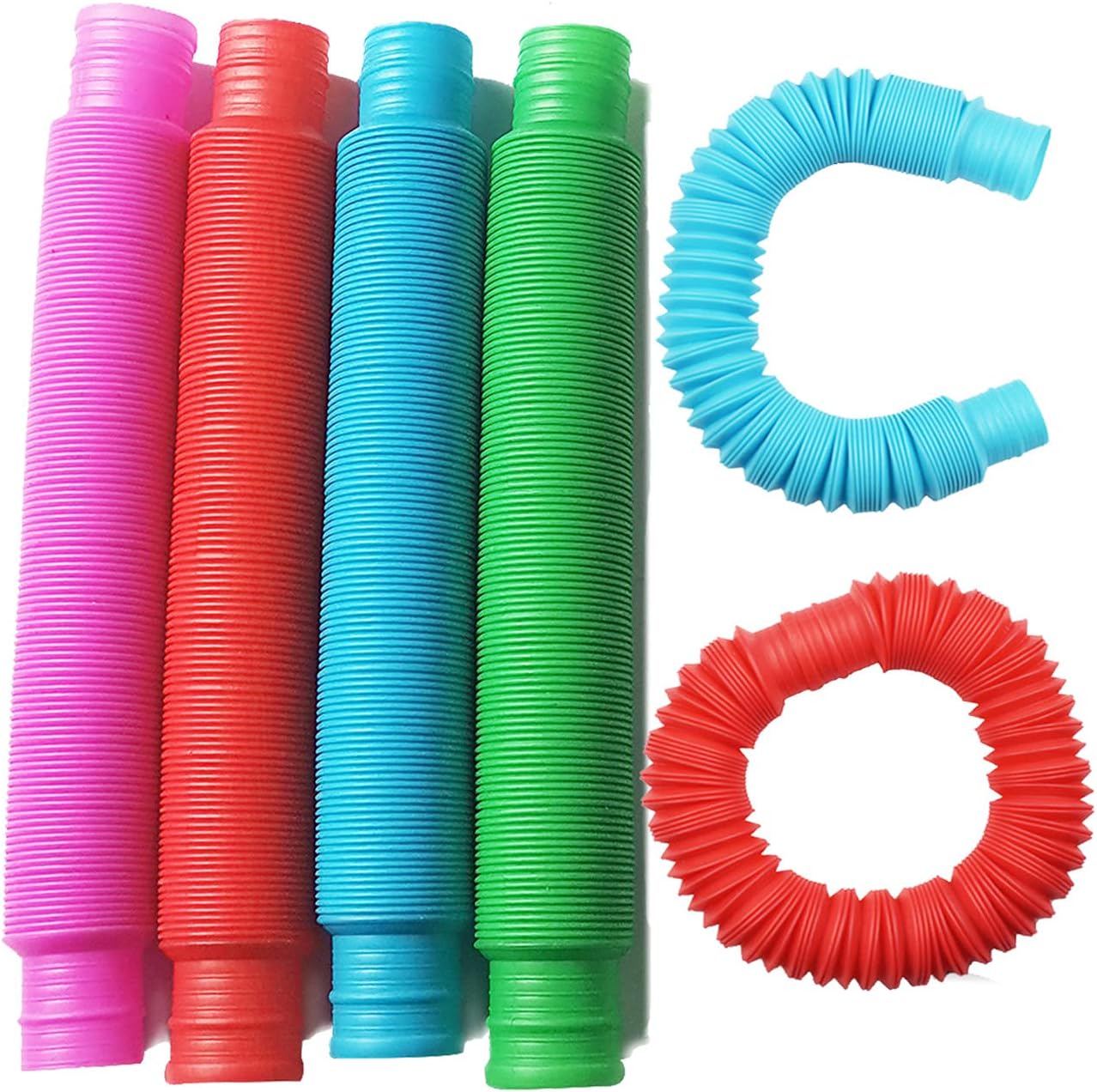 Pop Tubes Fidget Toys, Sensory Toy for Kids and Adults, 6 Packs Pop Multi-Color Tubes