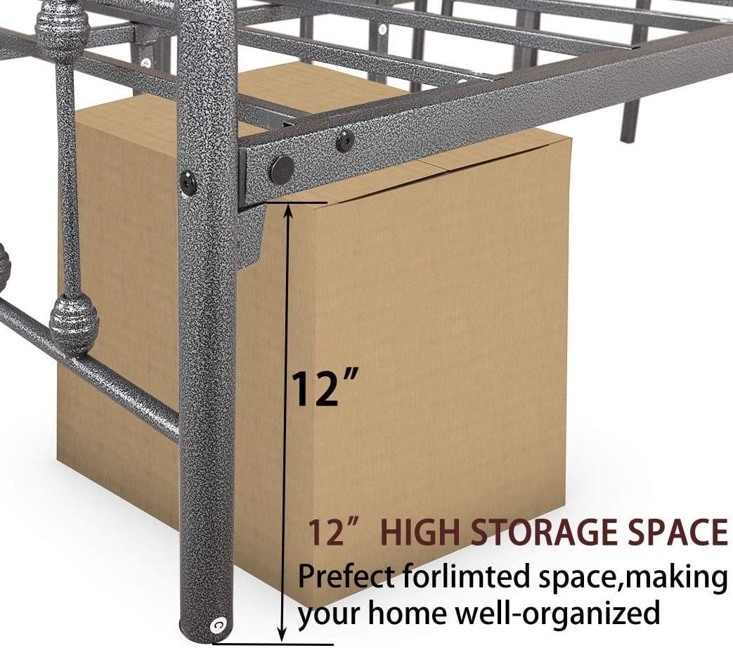 Buy Vintage Queen Size Bed Frame with Headboard and Footboard Mattress Heavy Duty Metal Platform