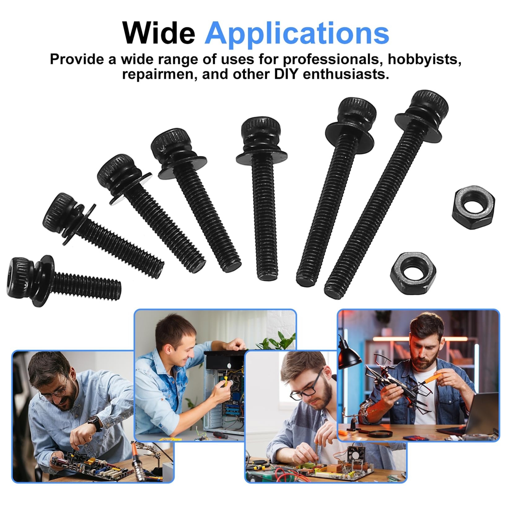 Set Viti E Dadi M3 480 Pezzi - Testa Esagonale, Acciaio Carbonio, Per Fai Da Te E Riparazioni - Foto 2