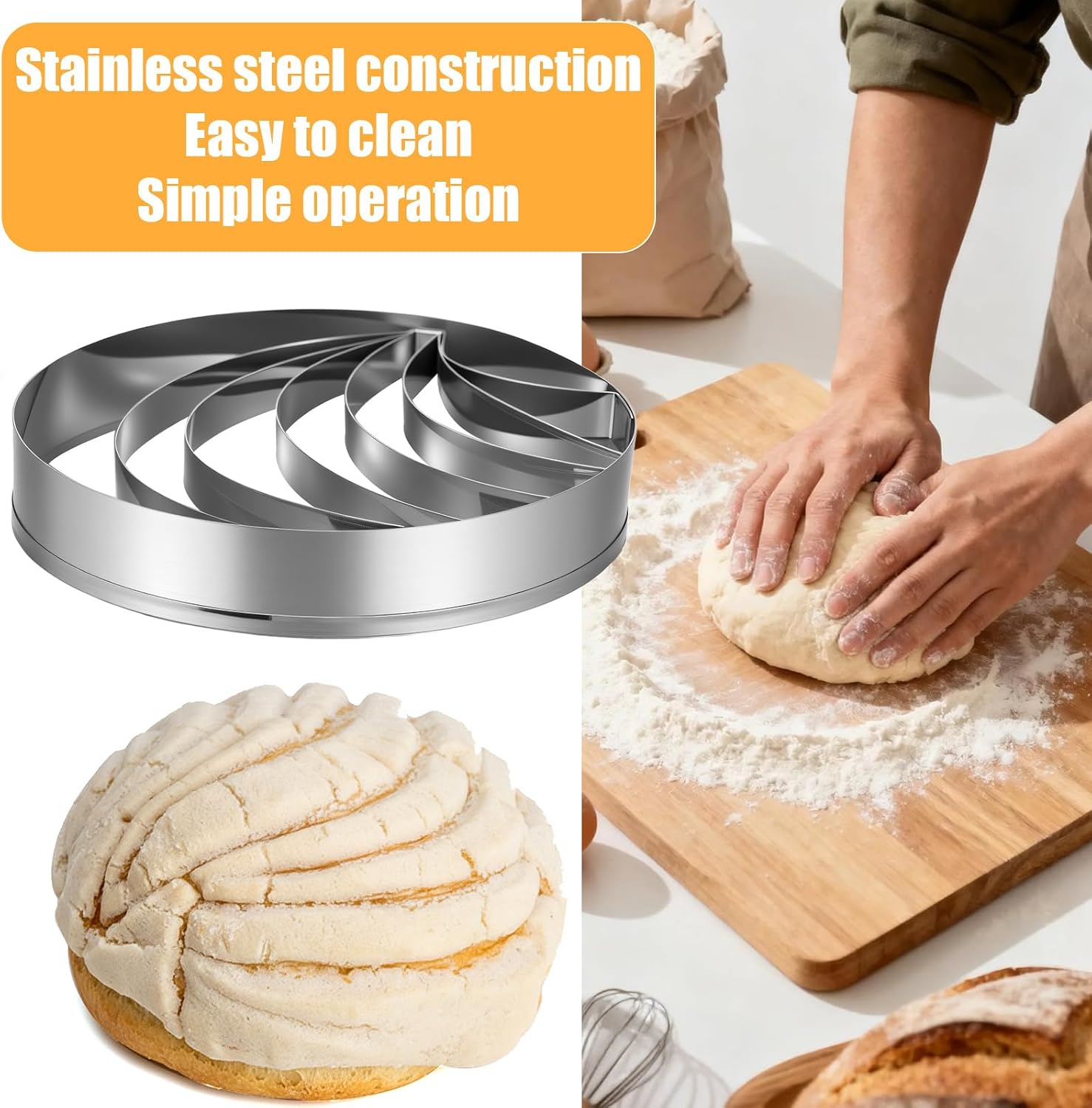 Concha Cutter Mexican Bread Mold, 4.1 Inch Diameter Concha Stamp image 3