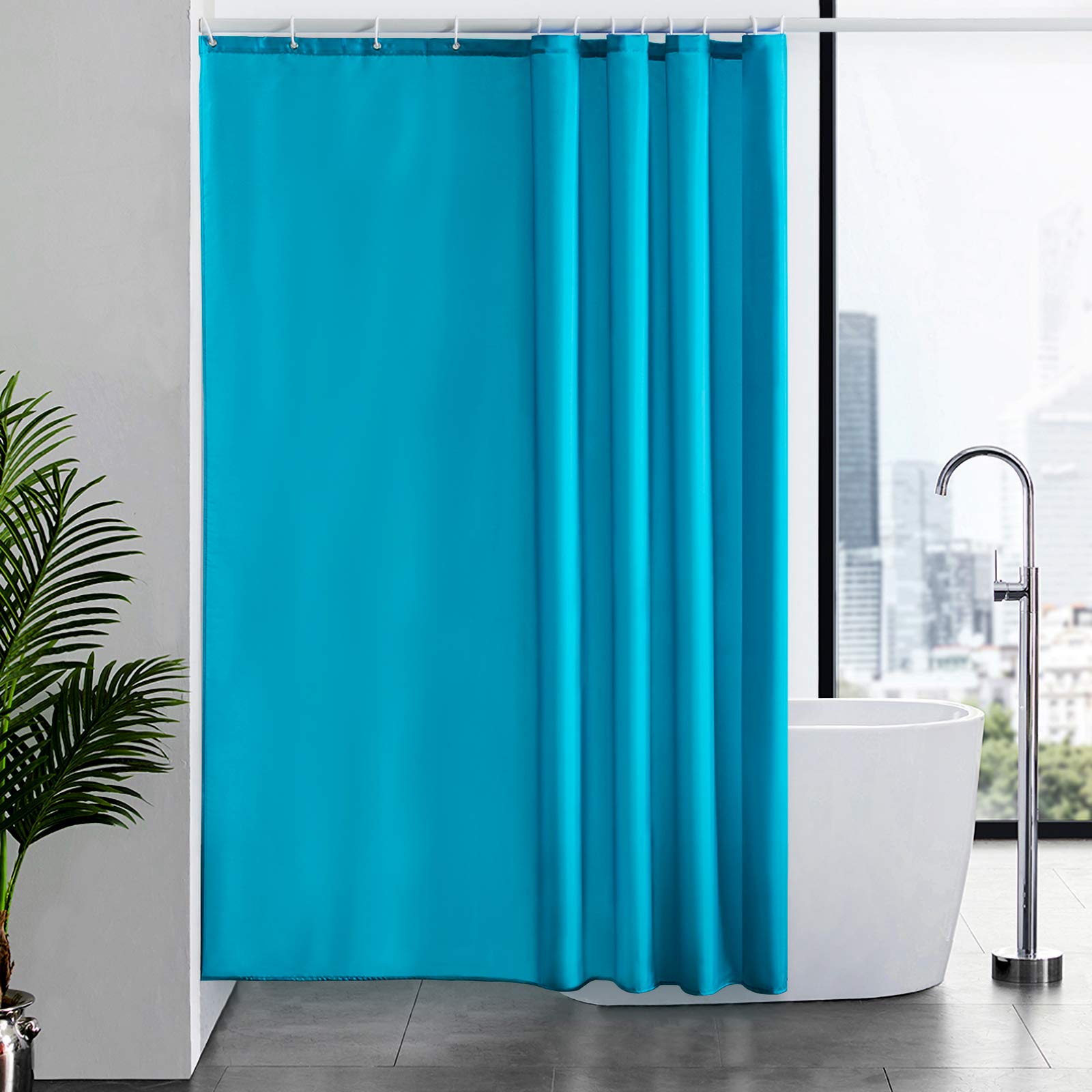 Cortinas Baño Blanca Antimoho Antibacteriano Impermeable Poliester Tela Lisa Lavable, con 12 Ganchos Plásticos, 180x200 Cortina. — view 12
