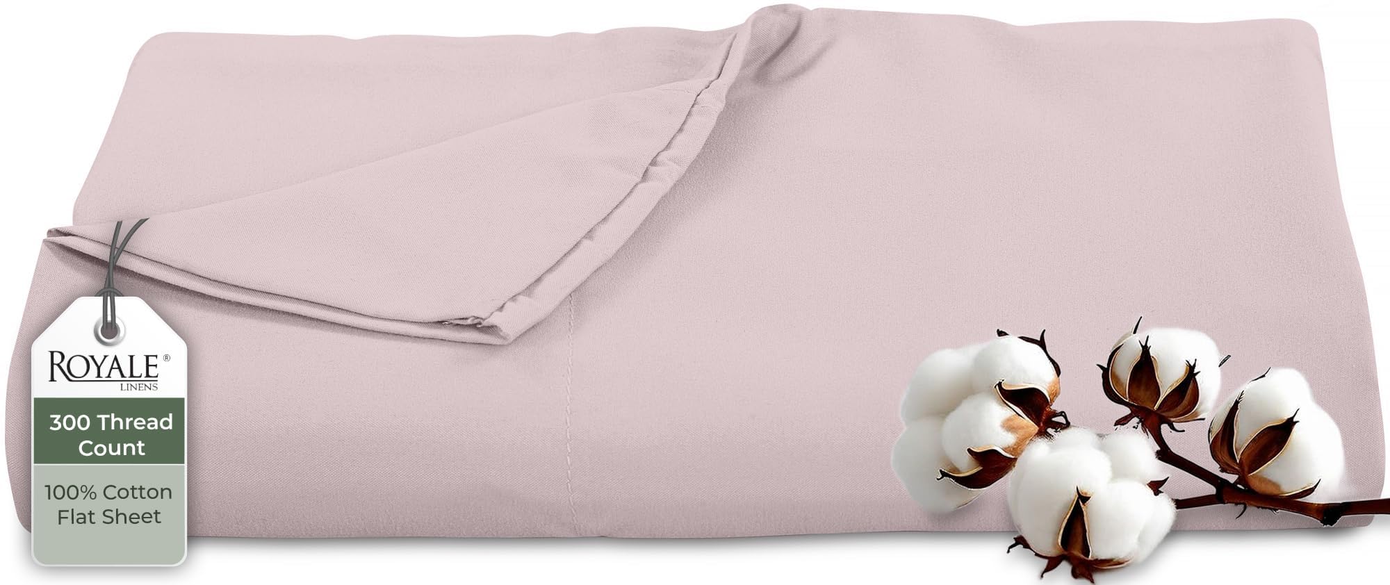 Royale Linens 300 Thread Count 100% Cotton Twin Flat Sheet - Super Soft Flat Sheets Only - Top Sheet Only Sold Separately - Breathable, Cool &amp; Crisp Lavender Flat Sheet (Twin, Lavender)