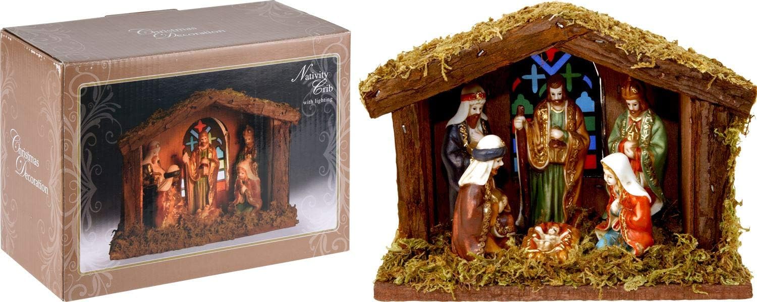 Illuminated Christmas Nativity Scene Battery Operated Light Up LED