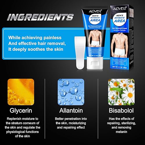 Miniatura 7 de Crema depilatoria privada íntima para hombres, para cabello masculino no deseado en área privada, crema depilatoria eficaz e indolora, adecuada para