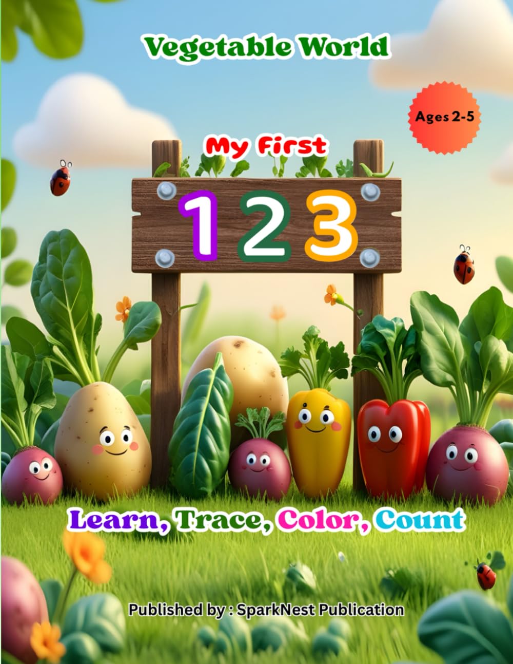 "My First 123: Vegetable World Coloring and Counting Book for Kids (Ages 2–5)": Learn, Trace, Color, Count Numbers | Fun Preschool & Toddler Early ... First 123 – Count, Learn & Color the Numbers)