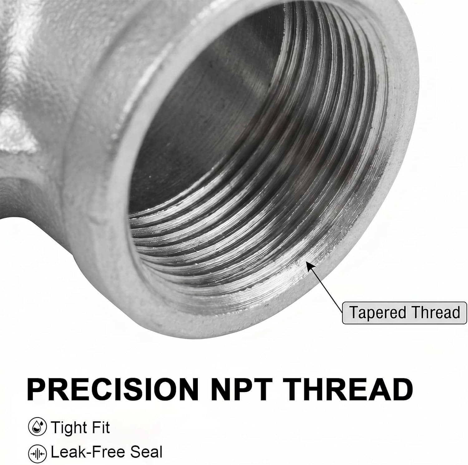 2 Pack 3/4 Inch NPT Female T-Shaped Pipe Fitting, Stainless Steel 304, 3-Way Cast Tee Connector