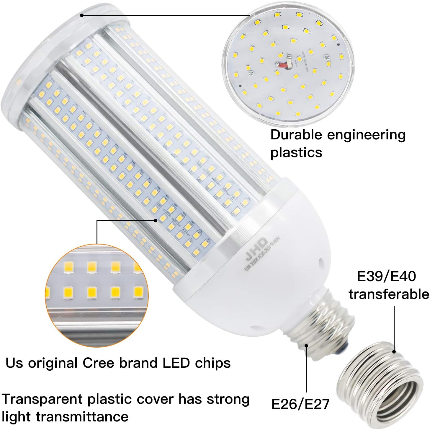 Review Discount 60W Warm White 3500K E26/E27 LED Corn Light Bulb with E39/E40 Adapter LED Light Bulb (1000W Halogen Equivalent), LED Light Bulb for Indoor Garage Warehouse Mall House Porch, etc. Get Special Price 60W Warm White 3500K E26/E27 LED Corn Light Bulb with E39/E40 Adapter LED Light Bulb (1000W Halogen Equivalent), LED Light Bulb for Indoor Garage Warehouse Mall House Porch, etc.