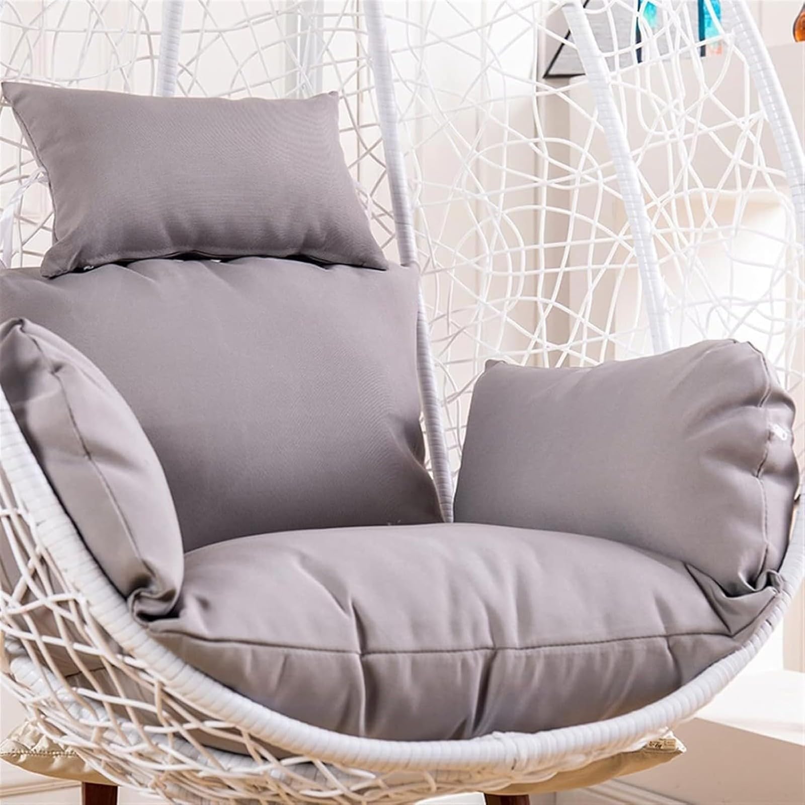 Egg Chair Cushion Cover Replacement, Hanging Basket Seat Cushions Covers, with Zipper for Easy Removal and Washing(N)