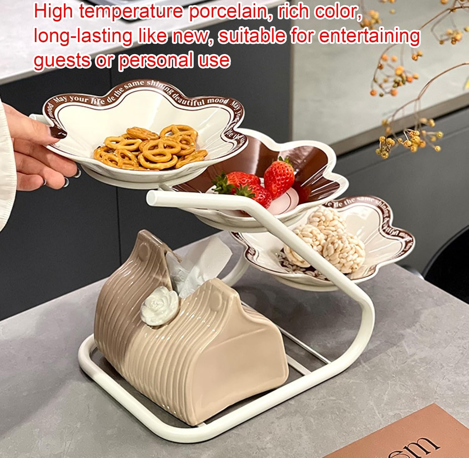 古マイセン 金彩 花のブーケと虫の絵付け 19C末 大皿 直径 34cm 古