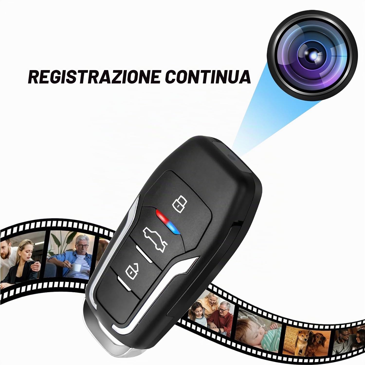 SHMIZZ Mini Telecamera Spia 1080P, Telecamera Nascosta Chiave Auto con Rilevamento di Movimento, Visione Notturna, Batteria Ricaricabile da 300mAh, Registrazione in Loop