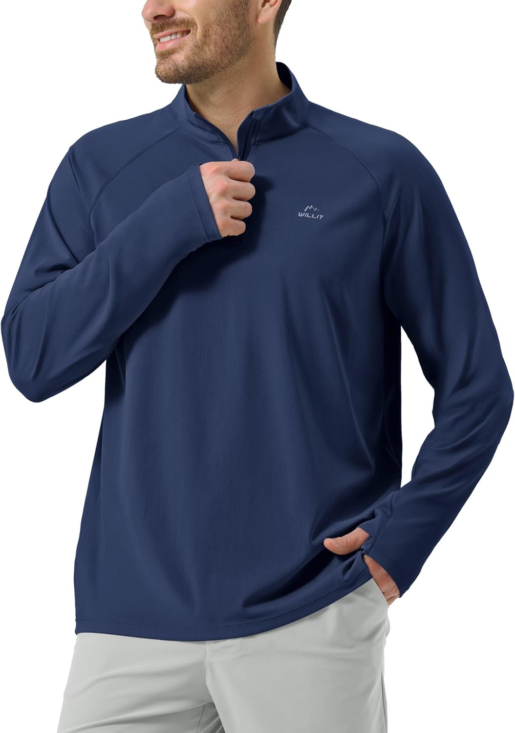 Willit Men's Sun Shirts Long Sleeve UPF 50+ Golf Quarter-Zip Lightweight Quick Dry Pullover Hiking Fishing SPF UV T-Shirts