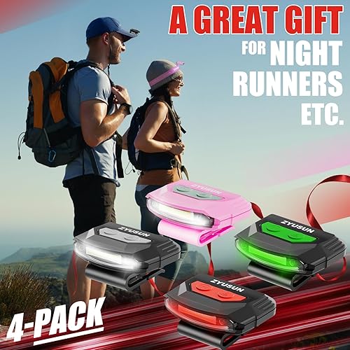 Miniatura 2 de Paquete de 4 luces recargables para casquillo, faros portátiles, sombrero de clip con sensor de movimiento, ligero IPX4 impermeable, luces LED de