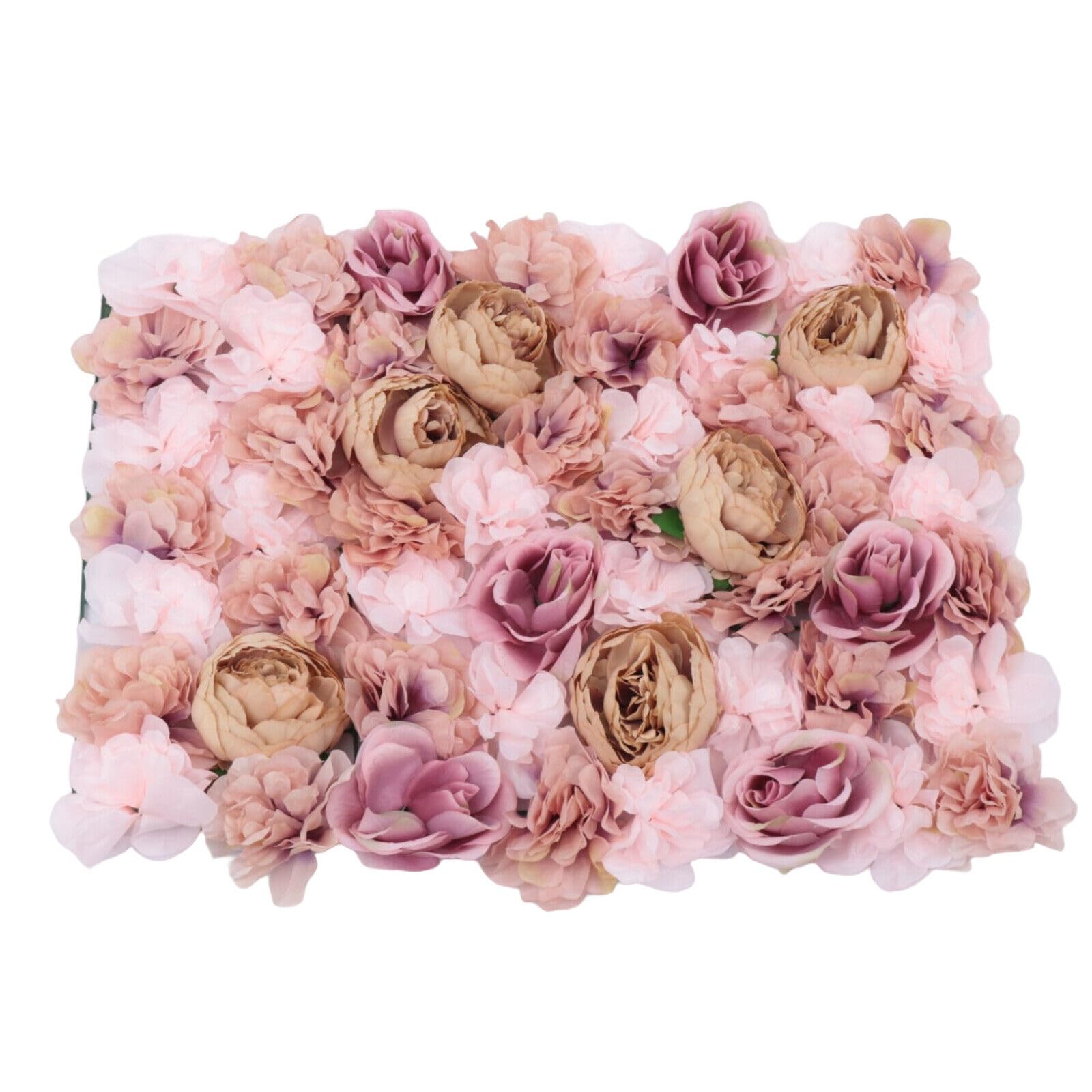 6 Stück Künstliche Blumenwand Rosenwand Panel DIY Hochzeit Hintergrund Künstliche Seidenstoff Herbstrosa Dekor Blumenwandpaneele für Hochzeit Party Tisch, 60x40 cm