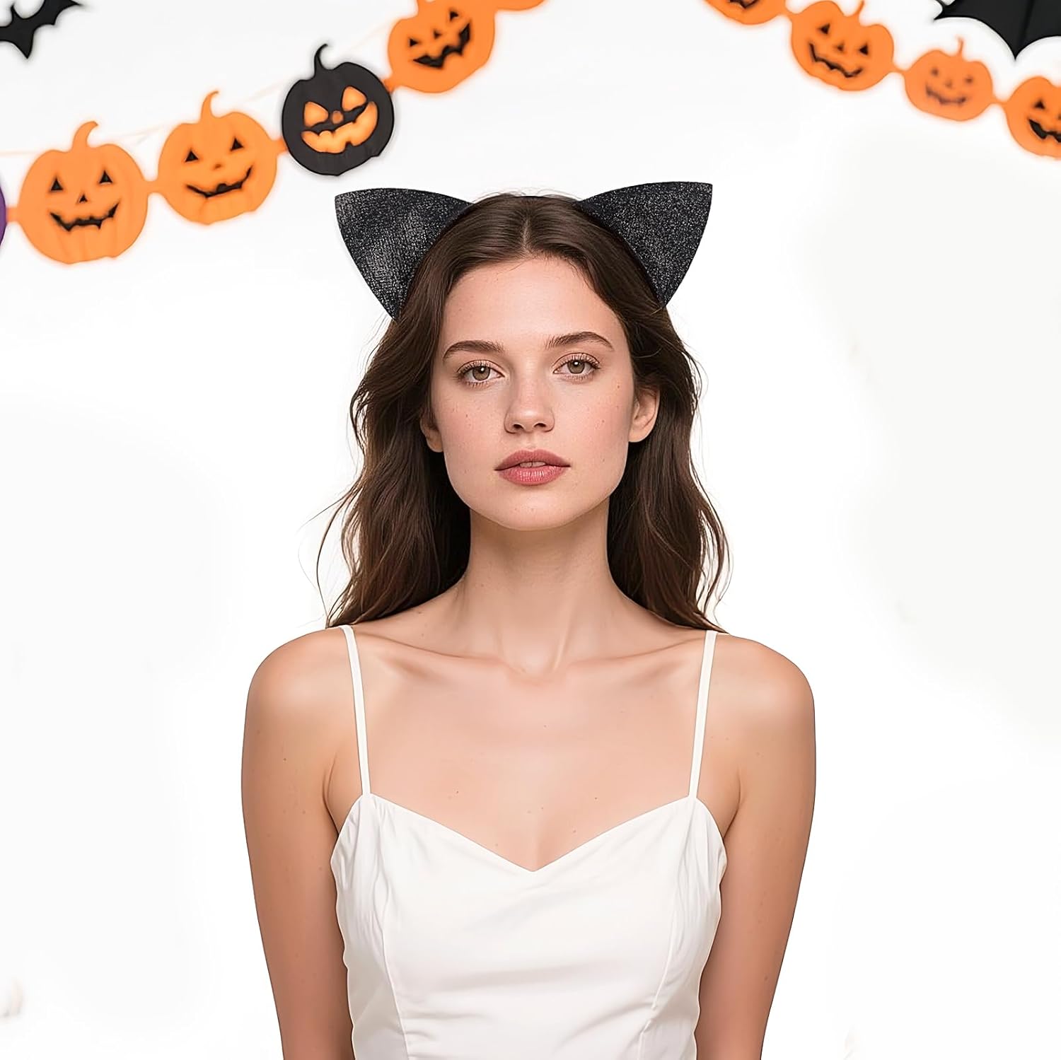 Black Cat Ears Headband for Women - Fancy Hairband for Adult Halloween Party Cosplay Costume Hair Accessories - Image 5