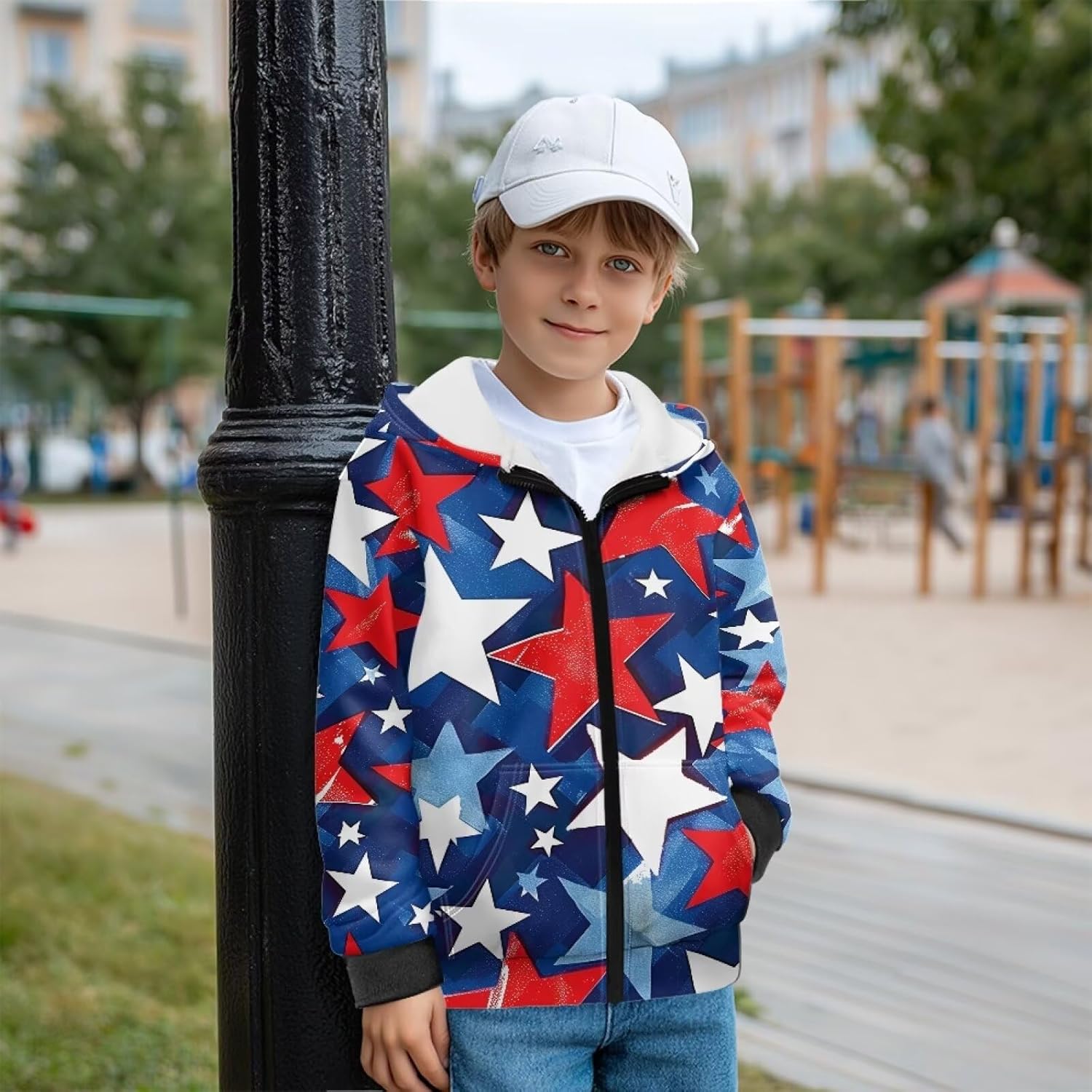 Kids 3D Graphic Hoodies Sweatshirt Long Sleeve Hooded Sweatshirts Casual Winter Outfit Full Zip Hooded Jacket