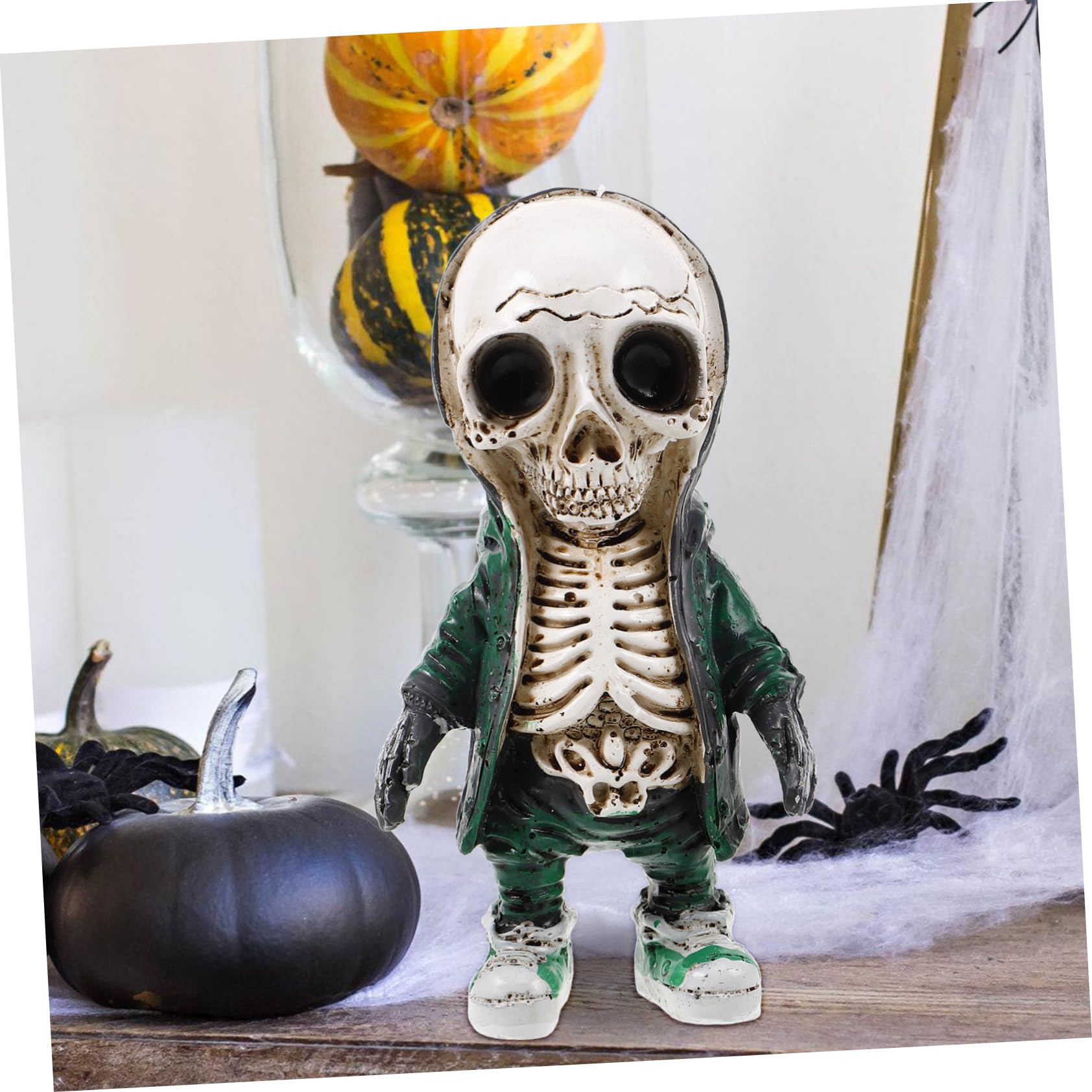 4-częściowy zestaw dekoracji szkieletowych z żywicy syntetycznej do ogrodu i na taras, ozdoby szkieletowe do dekoracji na Halloween, statuetki z żywicy syntetycznej