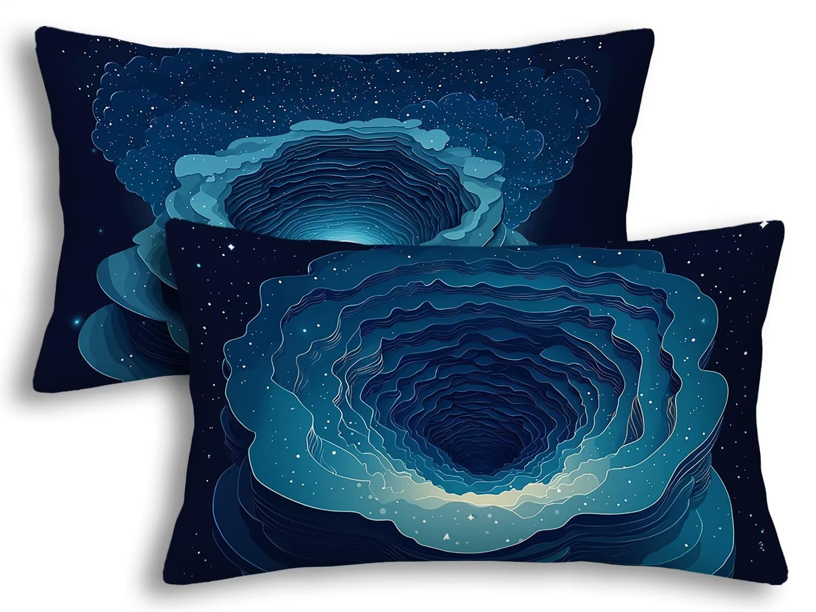 Taie d'oreiller 40x80 bleu (lot de 2) : housse de coussin rectangulaire motif abstrait