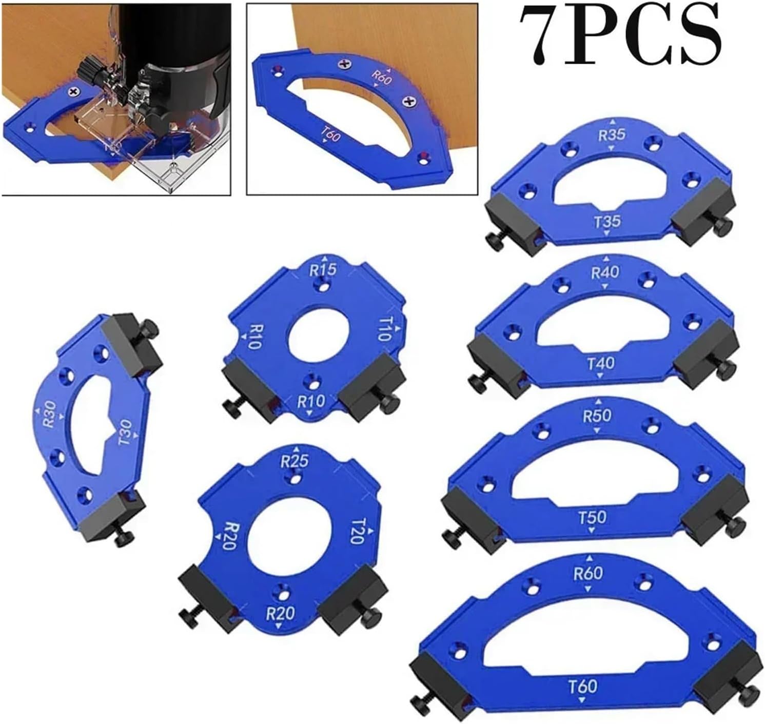 Round Corner Radius Template 7pcs Table Corner Jig Radius Routing Template Quick Router Bit Templates Positioning Tool