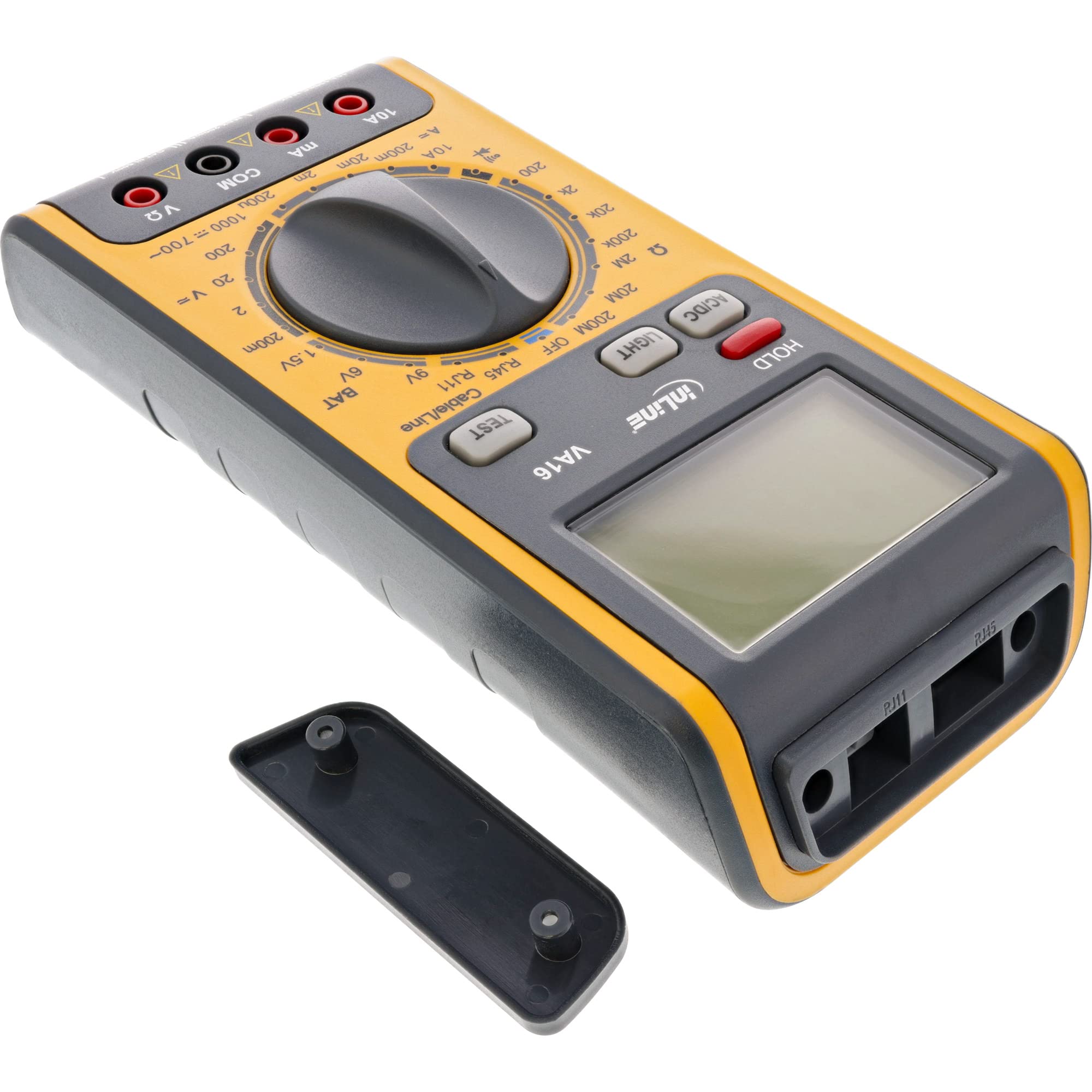 InLine 21722 Multimetro Digitale 3-in-1 con Tester per Cavi RJ45, RJ11 e Tester per Batterie Integrato, Sicurezza Cat II 1000V/Cat, Nero