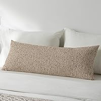 Vista 23 de Juego de 2 fundas de almohada a rayas de 12 x 20 pulgadas, color azul texturizado, boucle chic Morden bohemio acento rústico rectangular lumbar