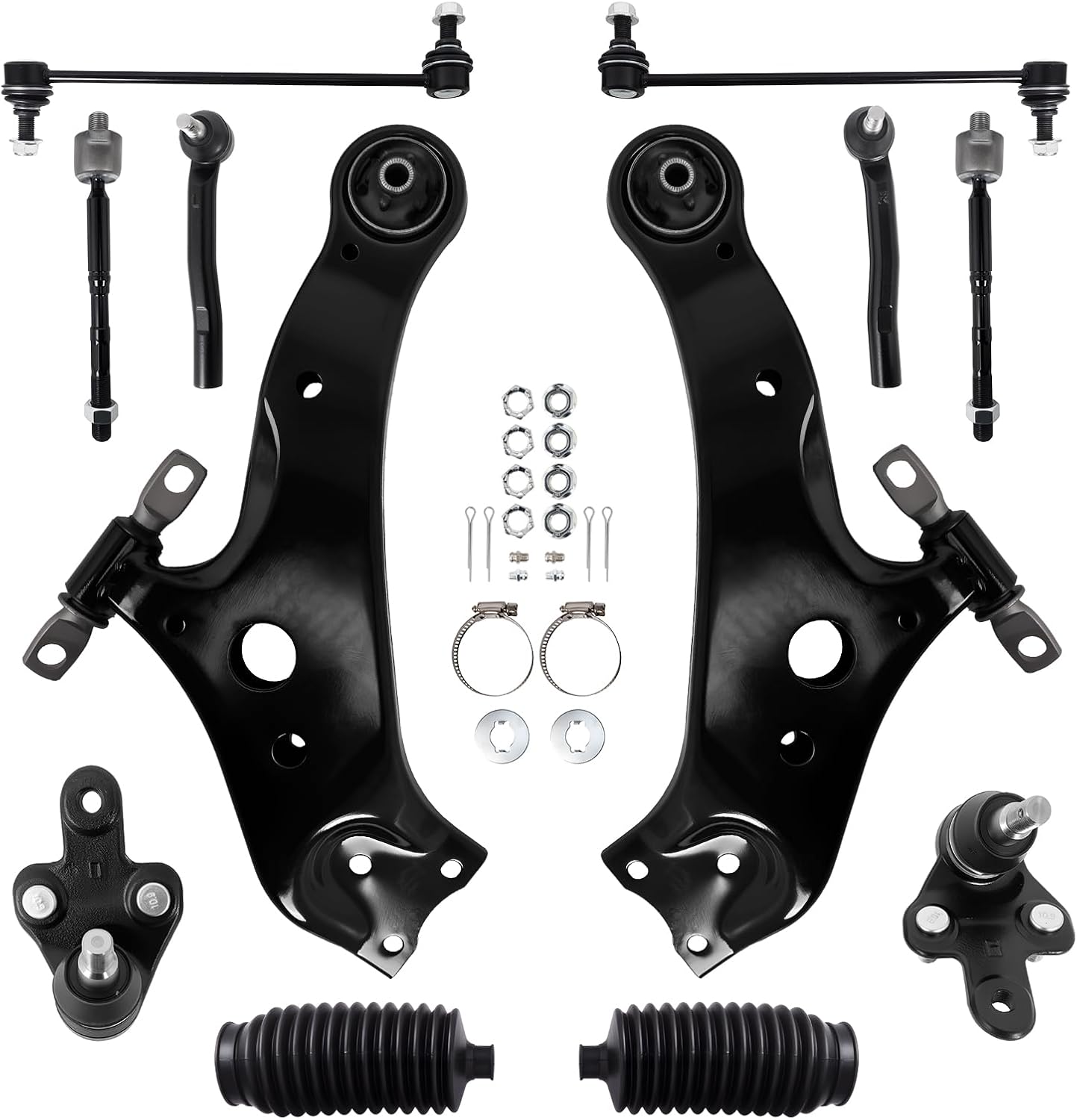 Front End Suspension Kit 12pcs Include Lower Control Arm Ball Joint for 2008-2019 Toyota Highlander, 2009-2016 Venza, for 2010-2015 Lexus RX350 (No Air Suspension), 2010-2015 RX450h