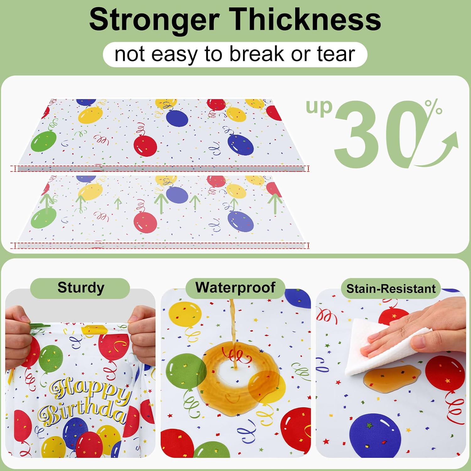 Smiry 3 Pack Colorful Balloons Disposable Tablecloths - 54" x 108" Rectangle Plastic Checkered Table Cloth, Waterproof Buffalo Plaid Table Covers for Picnic, Outdoor, Birthday, Party image 3