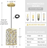 Vista 2 de Doraimi Lighting Paquete de 2 lámparas colgantes modernas de isla de cocina cuadrada de cristal, acabado de bronce cepillado, pantalla de cristal