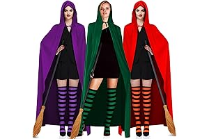 3 Pcs Halloween Witch Costume Accessories for Sisters Adults Cloak Striped Socks...
