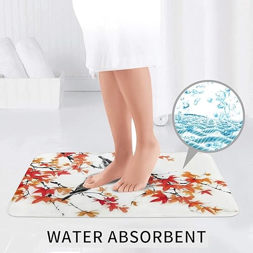 Miniatura 4 de Maple Leaf & Bird Bathroom Rugs and Mats Sets 3 Piece, Ultra Soft Non Slip Absorbent Microfiber Bath Rugs and U-Shaped Toilet Rug, Bathroom Floor