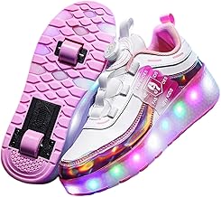 Girls Boy's Shoes with Wheels, Children's Swivel Buckle Skateboard Shoes with Retractable Rear Wheels, Breathable Roller Sneakers