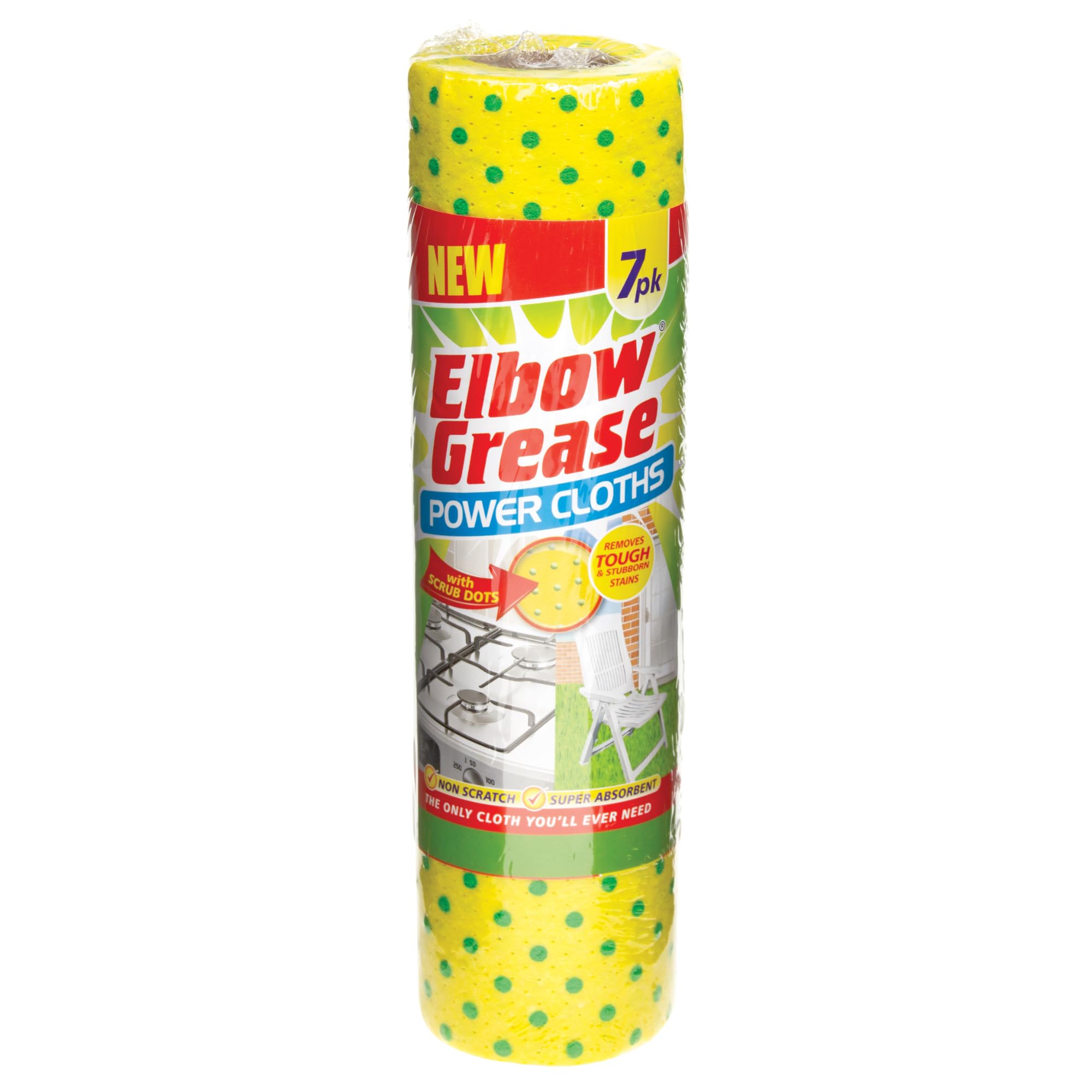 Elbow Grease Super Size Power Cloths with Scrub Dots (Yellow, 7 Pack)