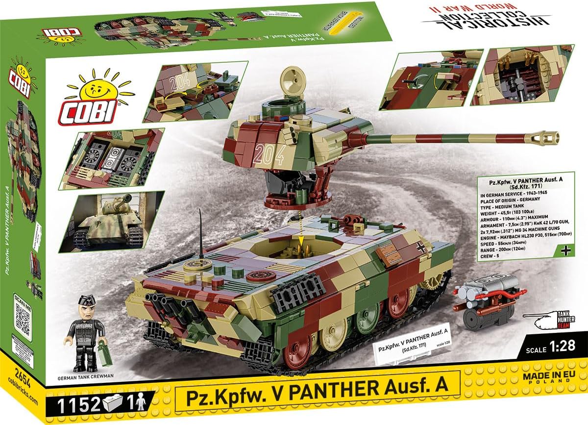Арткы view of the assembled COBI Panther tank model