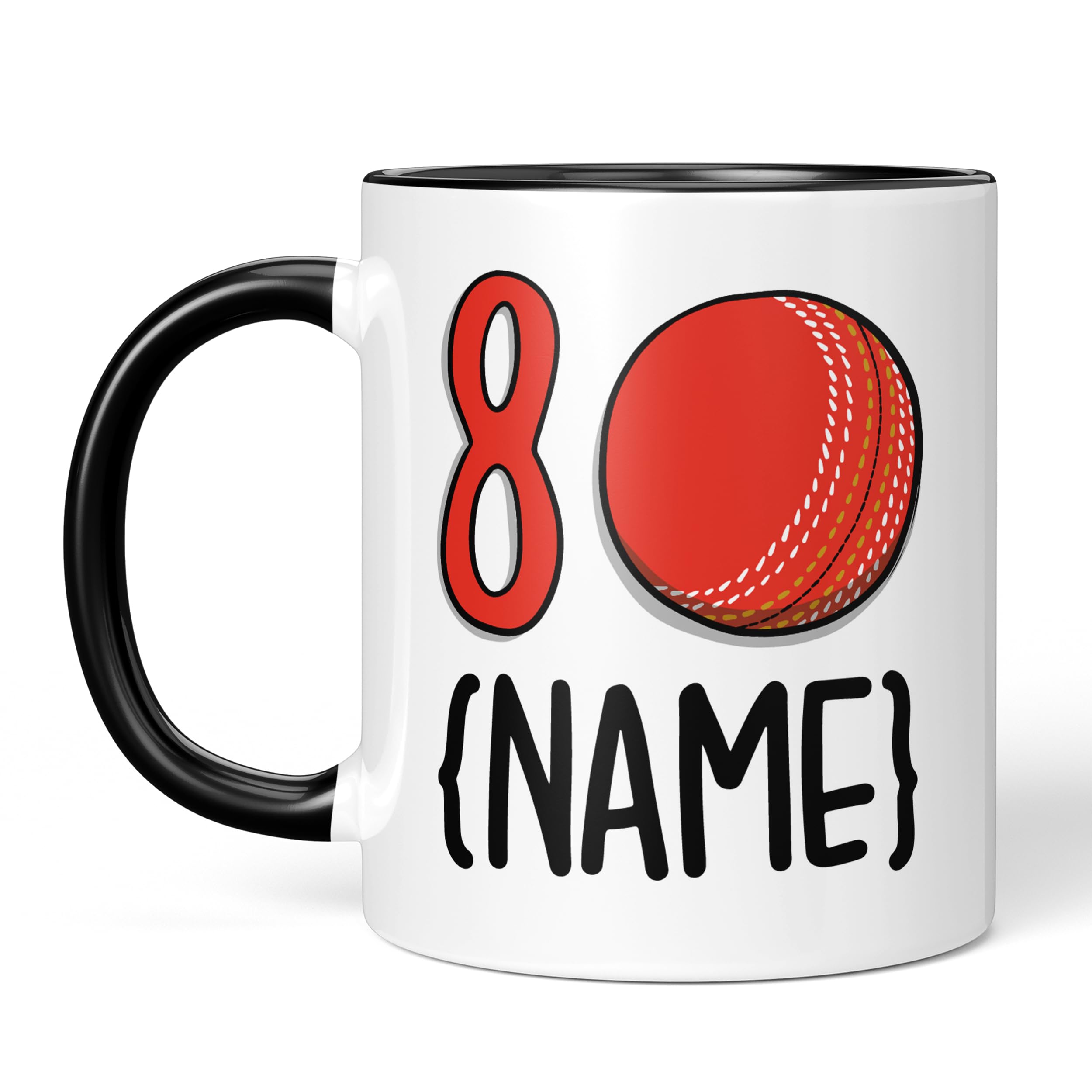 TeePee Creations Cricket 80th Birthday Gift, Present, for Husband, for Dad, for Grandad, Personalised, Cricket Fan Mug (80th)