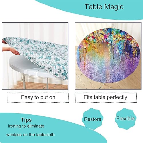 Miniatura 5 de Mantel redondo de flores, hierbas abstractas, malas hierbas, medicina alternativa, flores de hiedra, diseño de arbustos, borde elástico, adecuado