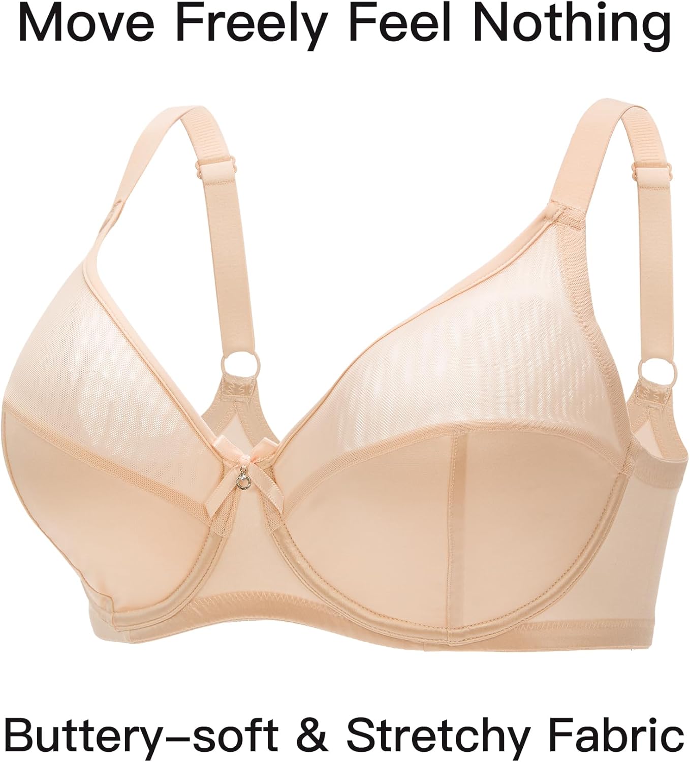 Women's Full Coverage Minimizer Bra Plus Size Plunge Unlined Underwire Support Lifting for Heavy Breast 34C-42DDD - Image 4