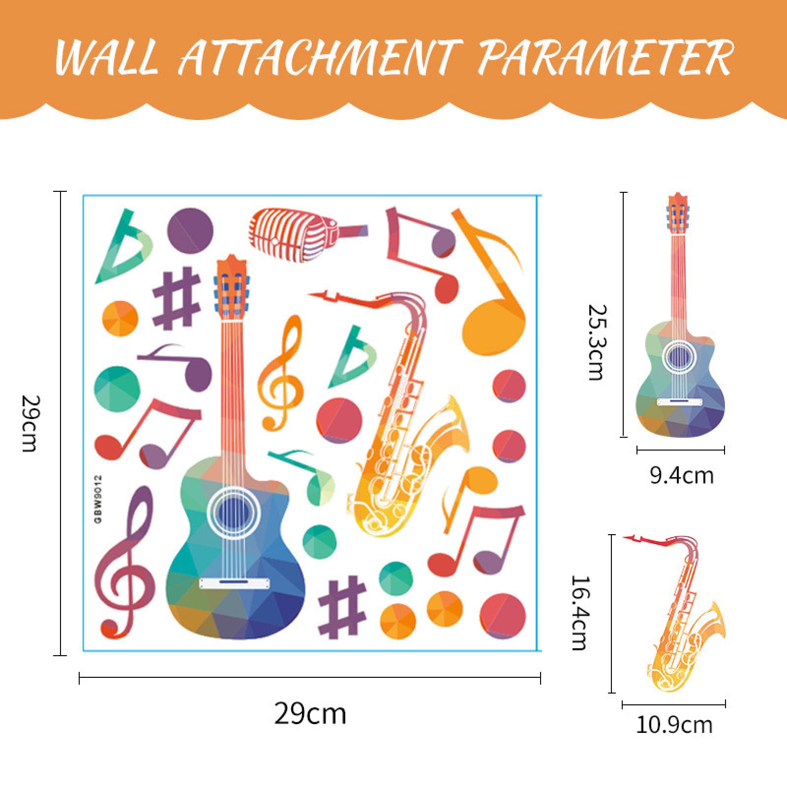 Adesivi Da Parete Adesivo da parete per strumenti musicali con note musicali disegnate a mano Removibile Adesivi da Parete per Camera Soggiorno Decorazione Casa