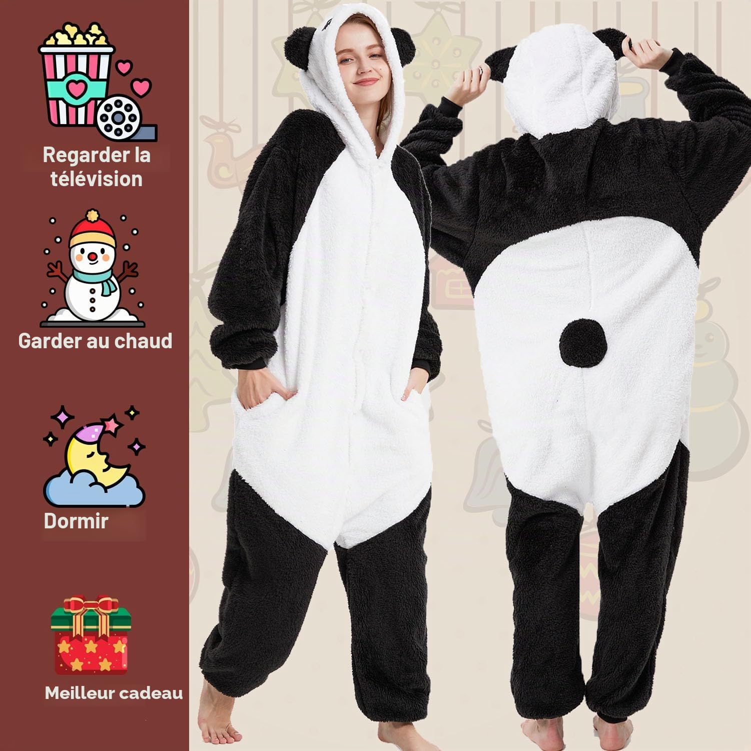 LATH.PIN Pyjama panda, unisexe, pour adulte, pour cosplay, Halloween, carnaval, costume d'animaux, pour l'hiver