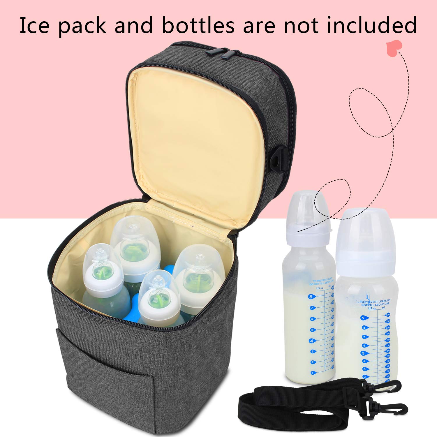 Luxja bolsa termica para leche materna y biberón (Sostenga 4 Botellas de Leche Materna)