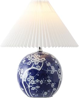 JONATHAN Y Shishen Table Lamp Chinoiserie Orb Ceramic 19.5", Navy/White
