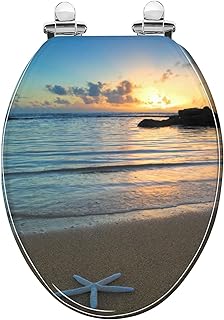 Elongated Toilet Seat beach at sunset Kauai Hawaii Resin Toilet Seat with Quietly Close Quick Release Hinges Decorative Toilet Seat with Cover Easy to Clean and Install Beach Theme Decor
