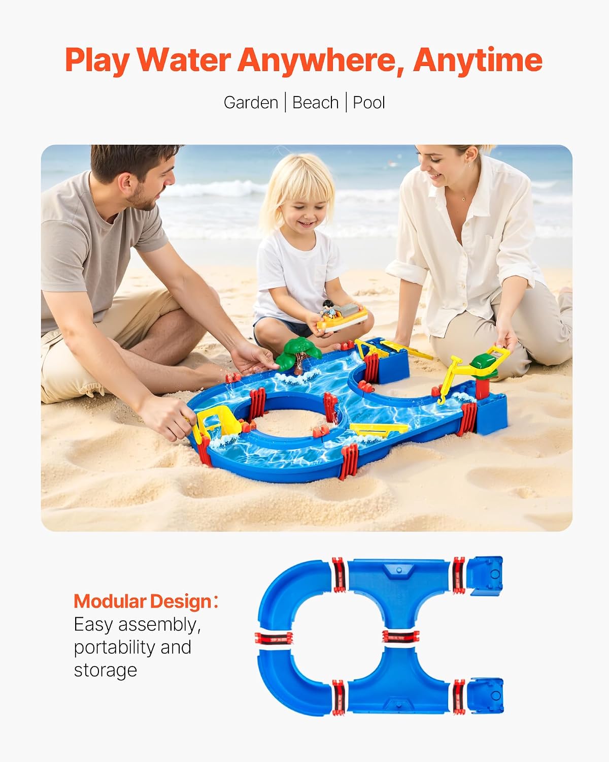 VEVOR Water Table for Toddlers, Kids Activity Play Waterway, Outdoor Summer Water Park Playset with 39PCS Accessories for Backyard Lawn Beach, Activity Sensory Play Table for 3+ Years Boys Girls
