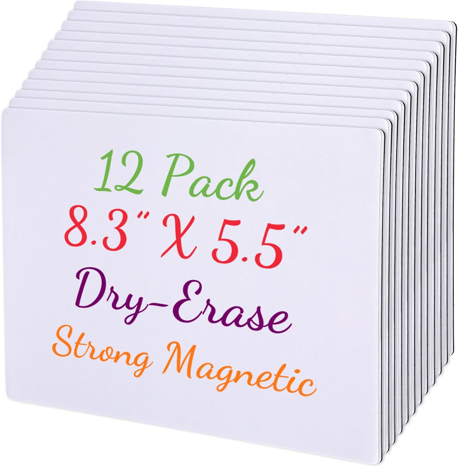 12 Pack 8.3 x 5.5 Inches Large Magnetic Blank Cards Magnets Dry Erase Whiteboard Reusable Dry Erase Labels Index Cards Multipurpose Erasable Labels for Home Classroom Office Fridge (White)