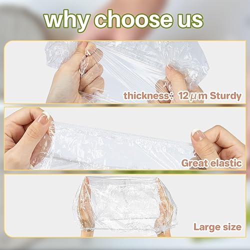 Miniatura 3 de Sukh 100 fundas reutilizables para tazones, fundas de plástico para tazones, fundas elásticas para alimentos, elásticas, reutilizables, desechables,