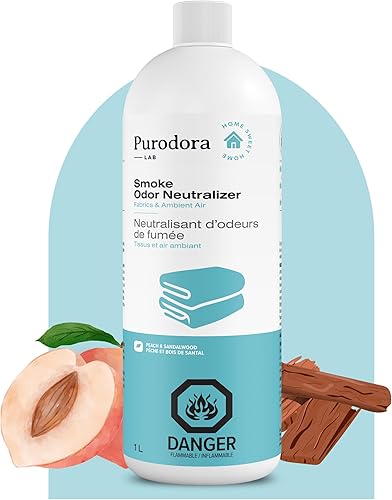 Miniatura 2 de Eliminador de olores de humo (paso 2 de 2) Spray para telas y ambientador  Neutralizador removedor de olores para casa, hogar y automóvil (1 litro,