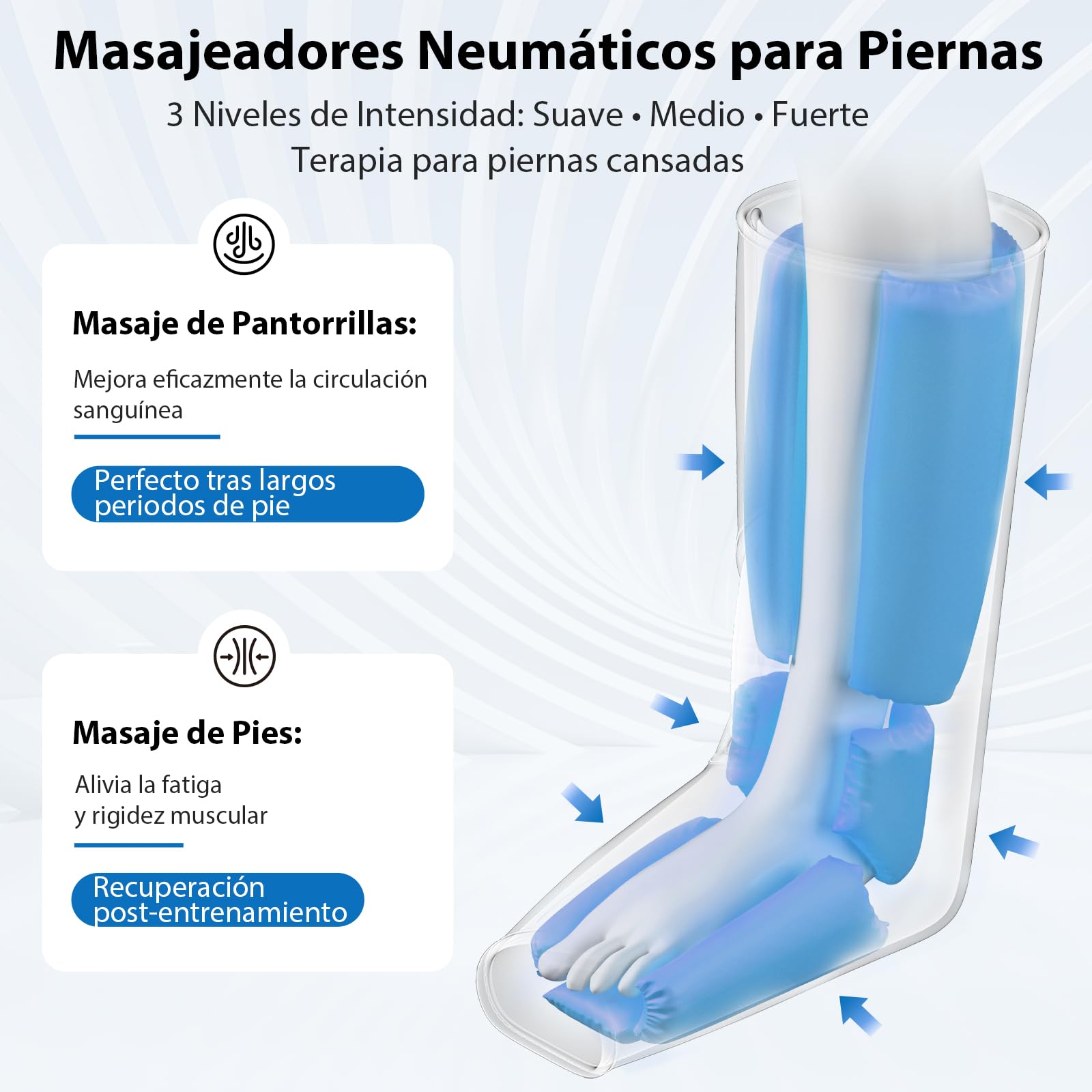 FIT KING Presoterapia para Casa Masajeador de Piernas para el Dolor y la Circulación Botas de Presoterapia Máquina de Compresión de Piernas Masajea Ayuda con la Hinchazón y Alivia el Dolor