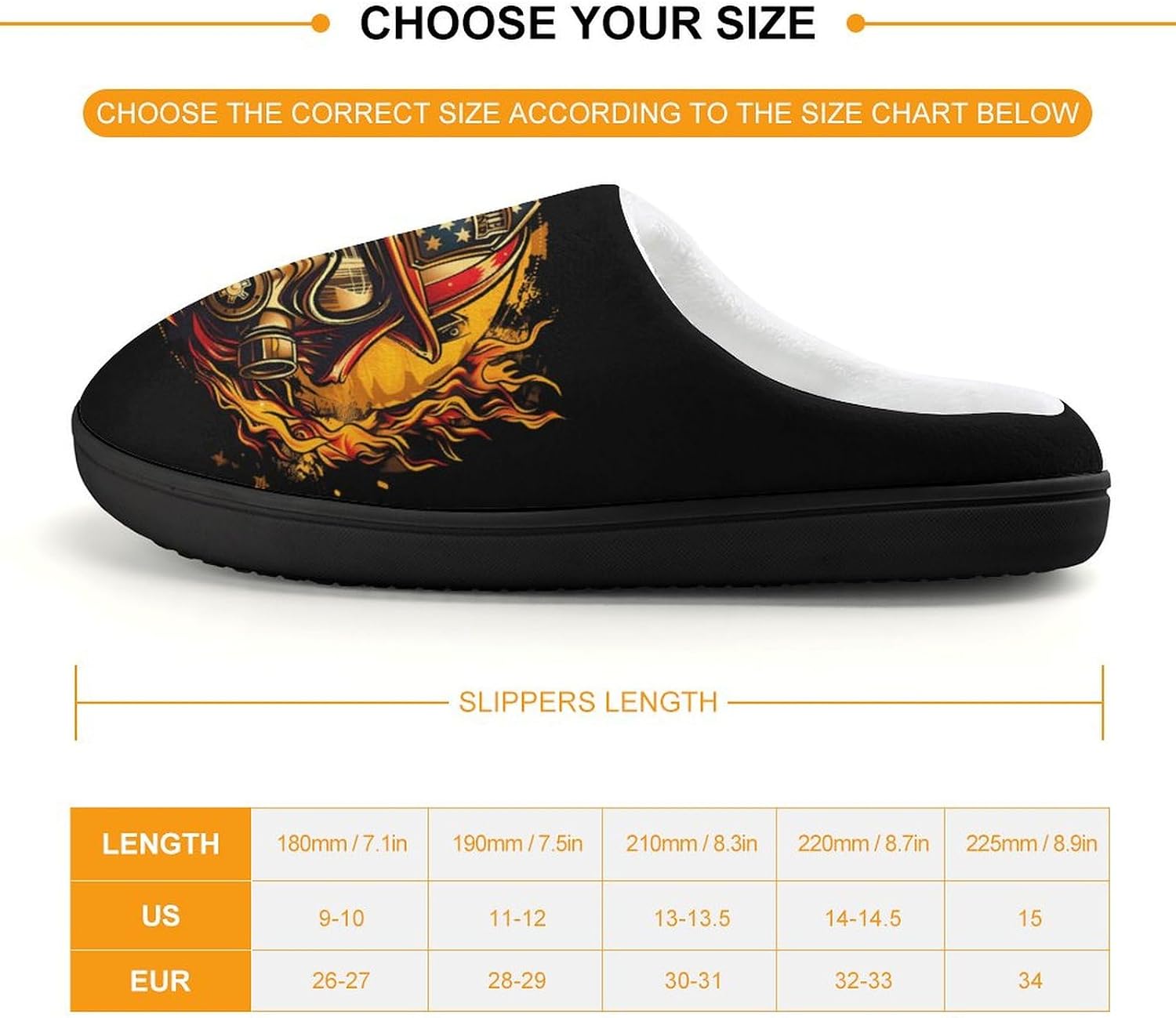 US Firefighter Cute Cotton Slippers Anti-slip House Shoes Funny Slipper Indoor Outdoor