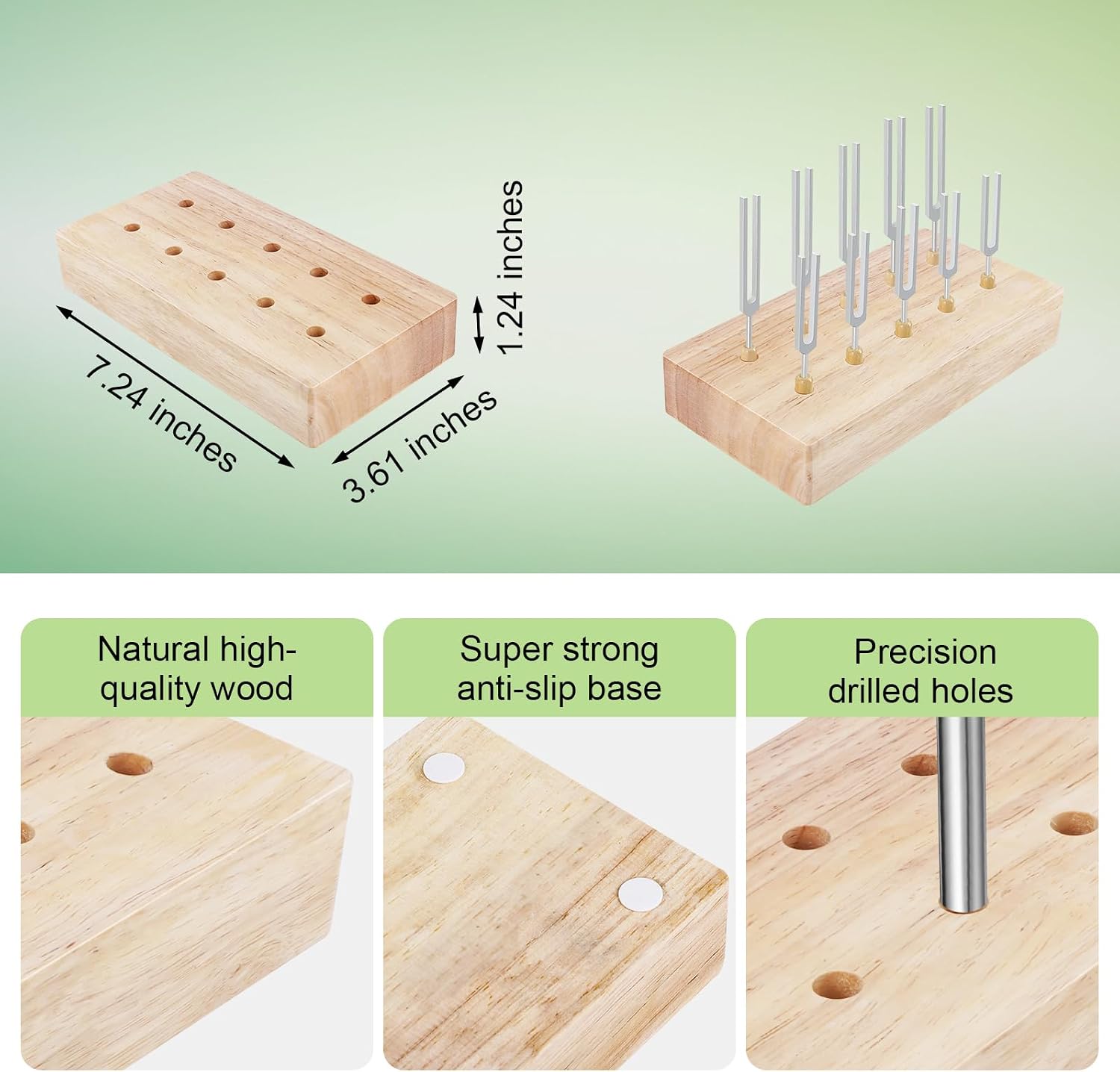 Wooden Tuning Fork Holder - Holds Up to 10 Tuning Forks for Convenient Storage