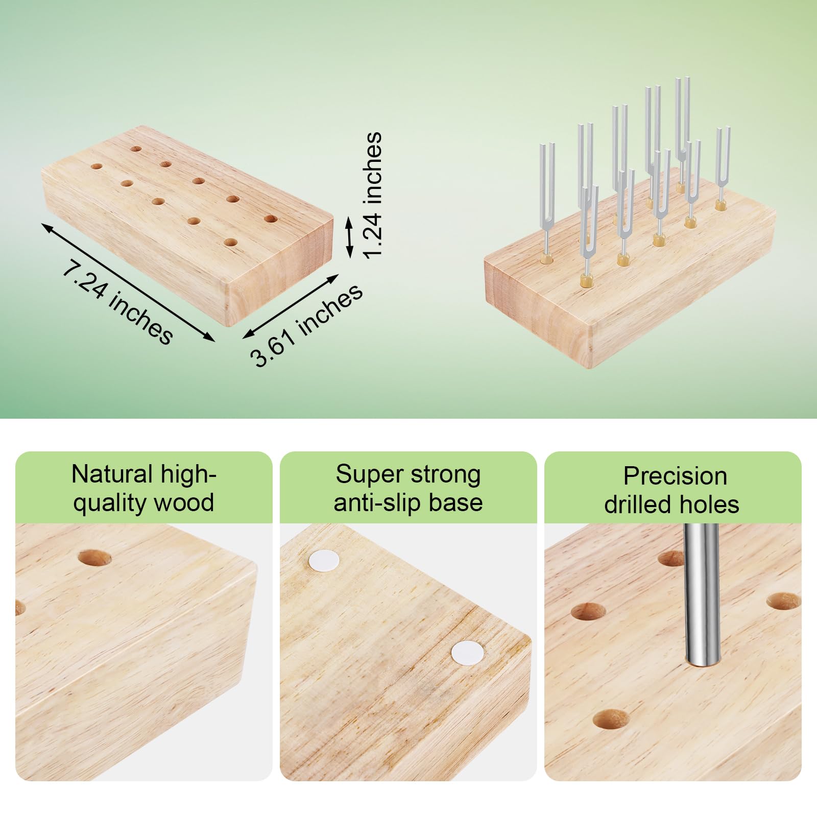 Soporte de madera para horquilla de afinación, con capacidad para hasta 10 tenedores de afinación para un almacenamiento cómodo