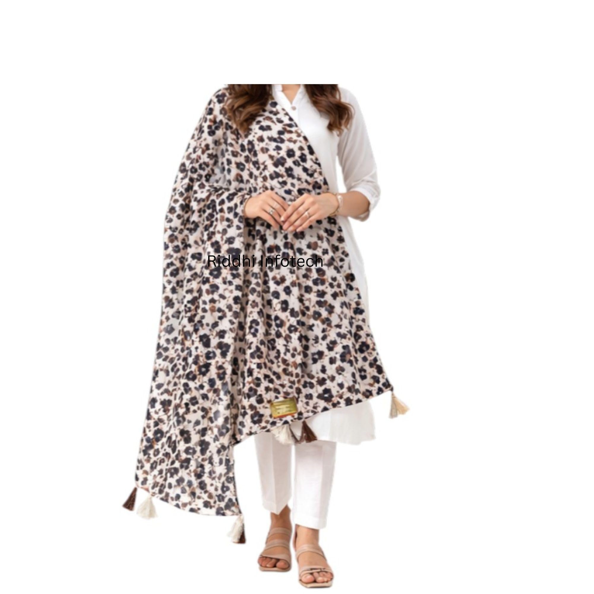 RiddhiInfotech Leopard Print Dupatta for Women | 2 Meter Lightweight Animal Print Stole | Stylish Indo Western Ethnic Scarf for Kurti & Tops | Trendy Fashion Dupatta (Beige, 1 Pc)-image-21